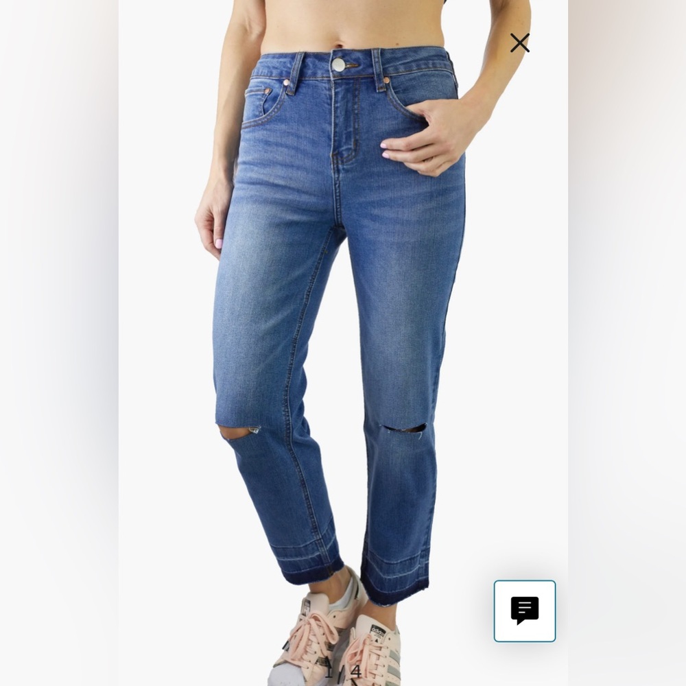 Cavalli Class Women’s High Waist Straight Leg Wide Hem Jeans Size 28 NWT